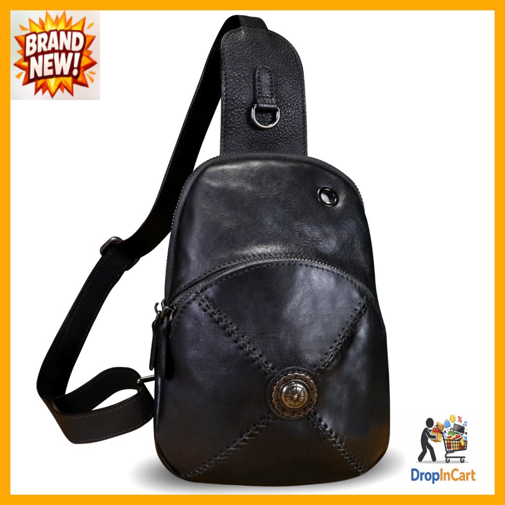 Genuine Leather Crossbody Sling Bag Retro Vintage Handmade Hiking Daypack